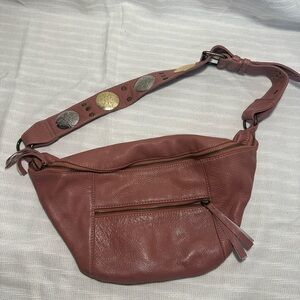Free People Mauve Crossbody Bag with Embellished Strap